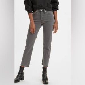 Levi’s Grey Wedgie Straight Premium Denim Jeans Size 28 High Waist Ankle Crop